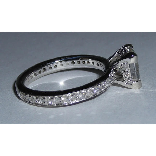 Bague de Fiançailles Fantaisie Réel Diamants Parure Or Blanc 3.51 Carats