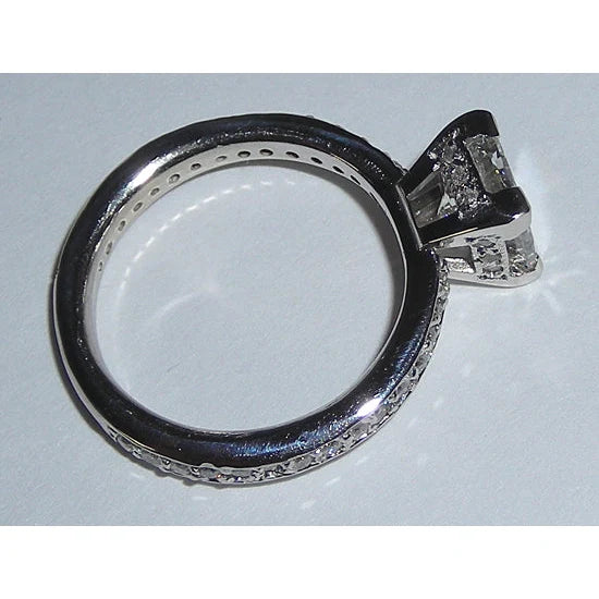 Bague de Fiançailles Fantaisie Réel Diamants Parure Or Blanc 3.51 Carats