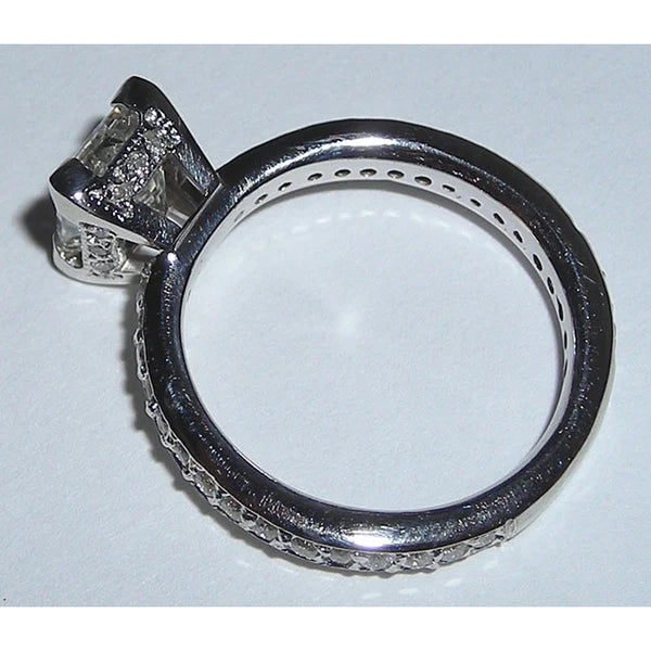 Bague de Fiançailles Fantaisie Réel Diamants Parure Or Blanc 3.51 Carats