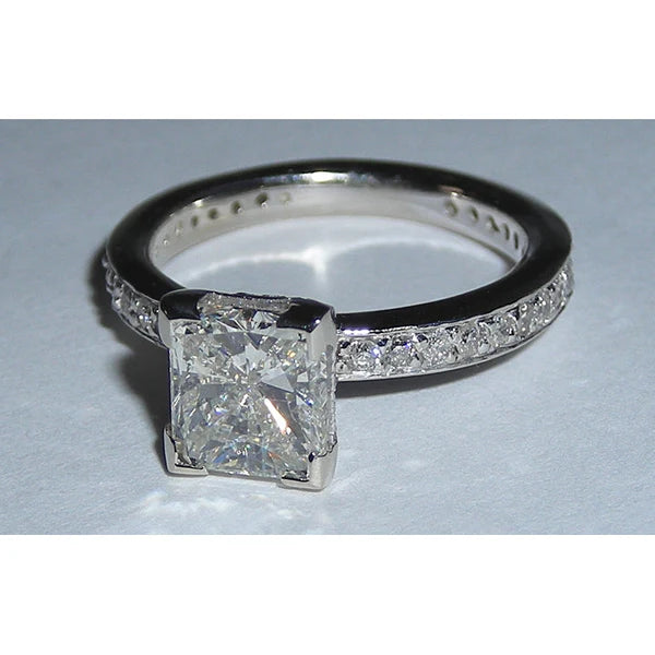 Bague de Fiançailles Fantaisie Réel Diamants Parure Or Blanc 3.51 Carats