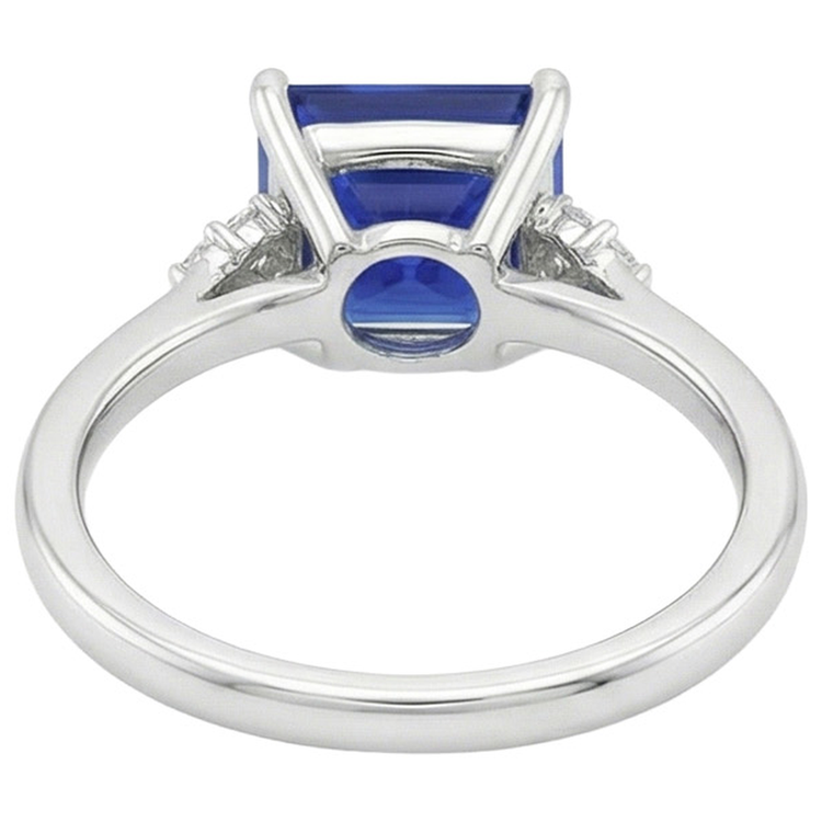 Bague de Fiançailles Femme Saphir Bleu et Diamant Naturels Extraits des Mines ( et non cultivés en laboratoire ) 5.25 Carat