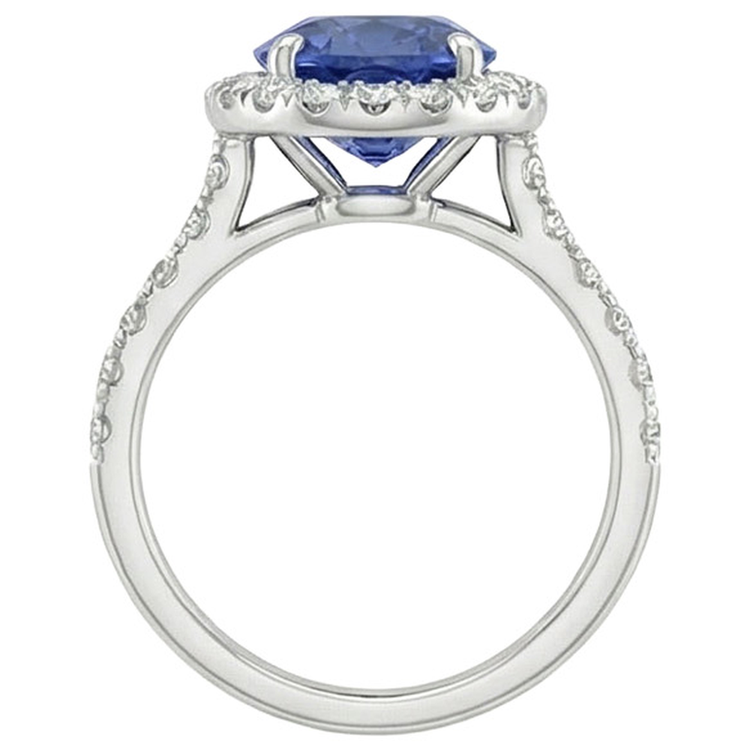Bague de Fiançailles Halo De Saphir Naturel