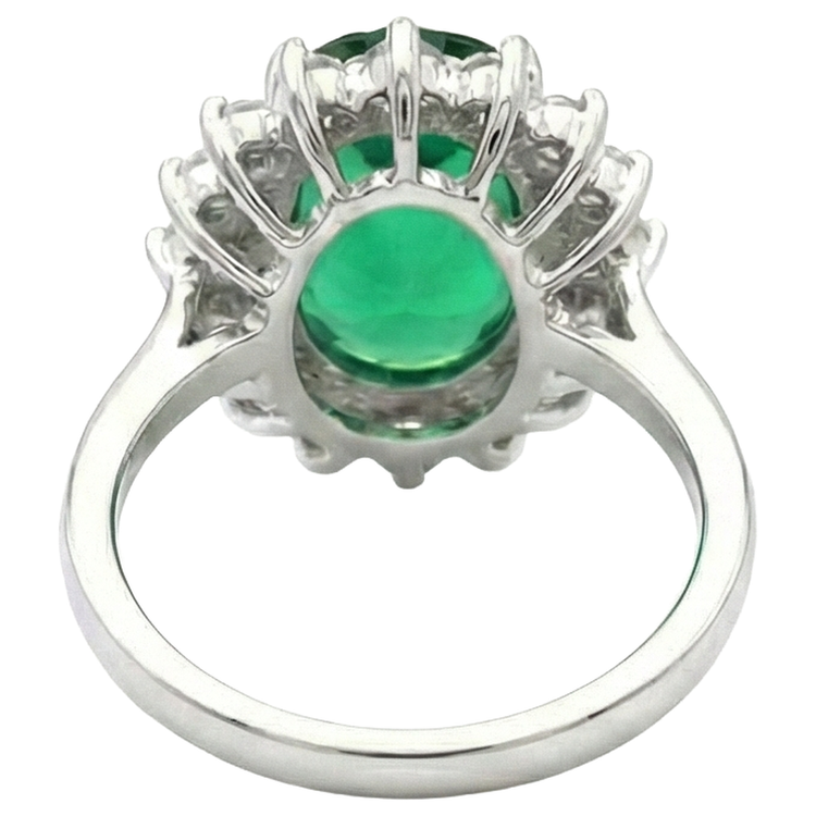 Bague de Fiançailles Halo Emeraude Verte