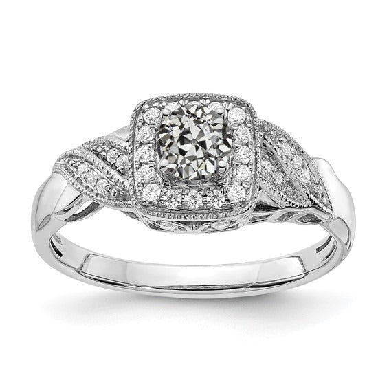 Bague de Fiançailles Halo Milligrain Réel Diamant Rond Vieux Mineur 2.50 Carats