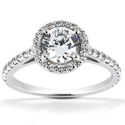 Bague de Fiançailles Halo Réel Diamant Femme Or Blanc 1.66 Carats