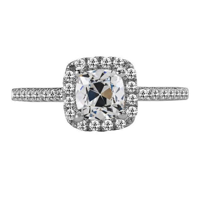 Bague de Fiançailles Halo Ronde & Coussin Vieux Véritable Diamant Mineur 5.50 Carats