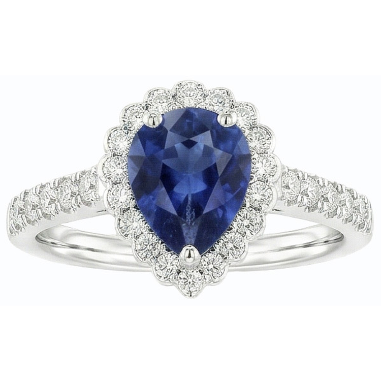 naturel pear diamant 3.50carats bague sur blanc