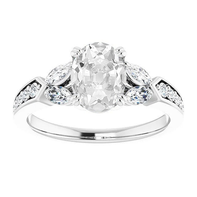 Bague de Fiançailles Marquise & Ovale Vieux mineur Réel Diamants 7.75 Carats Bijoux