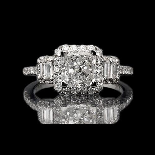 Bague de Fiançailles Radiant Cut 3 Carats Diamants Bague Fantaisie Or Blanc 14K