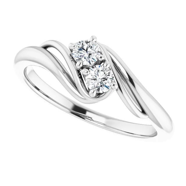 Bague de Fiançailles Réel Diamant 1 Carat Serti Tige Contournée Or Blanc 14K