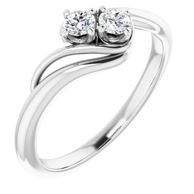 Bague de Fiançailles Réel Diamant 1 Carat Serti Tige Contournée Or Blanc 14K