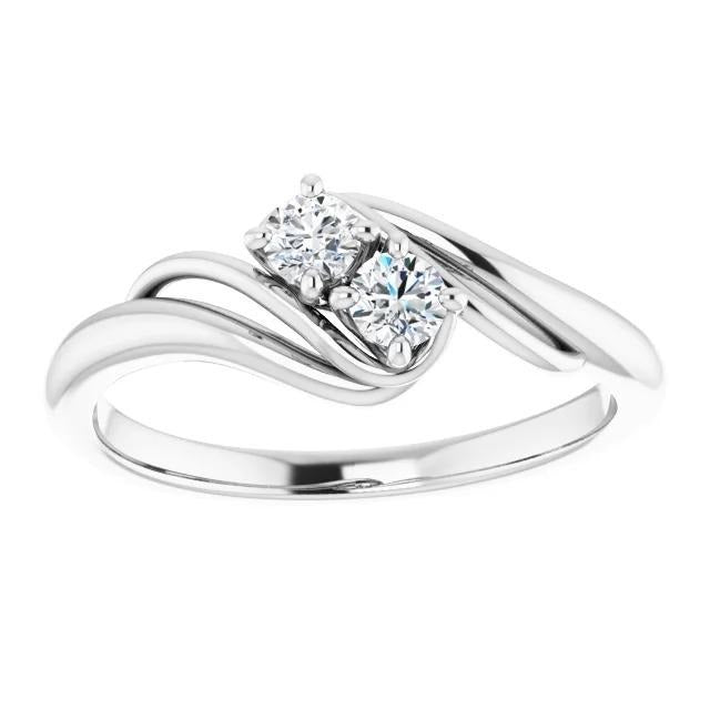 Bague de Fiançailles Réel Diamant 1 Carat Serti Tige Contournée Or Blanc 14K