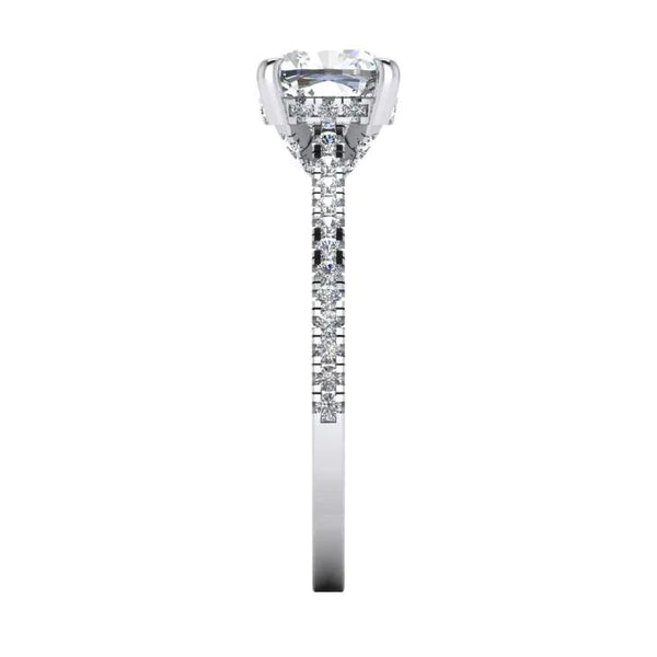 Bague de Fiançailles Réel Diamant Coussin Or Blanc Sertissage Cathédrale 2 Carats