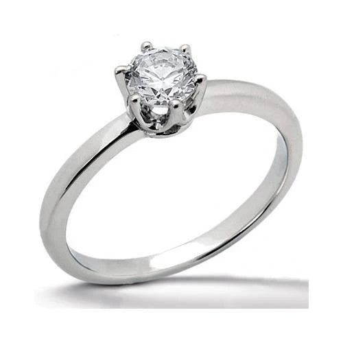 Bague de Fiançailles Réel Diamant Rond 1 Carat Or Blanc 14K