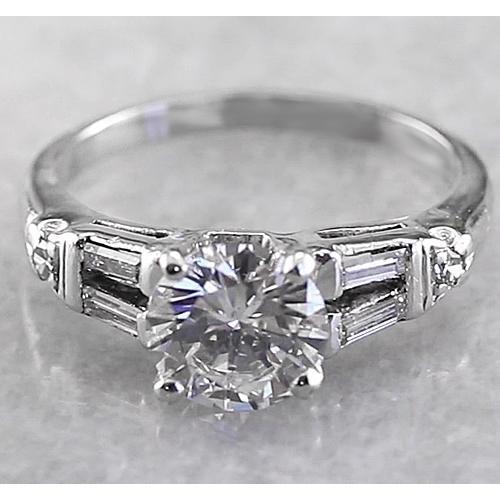 Bague de Fiançailles Réel Diamant Rond 2 Carats Or Blanc 14K