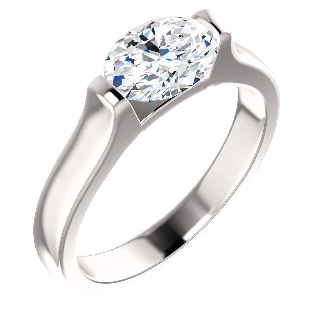 Bague de Fiançailles Réel Diamant Solitaire Ovale Or Blanc 4 Carats