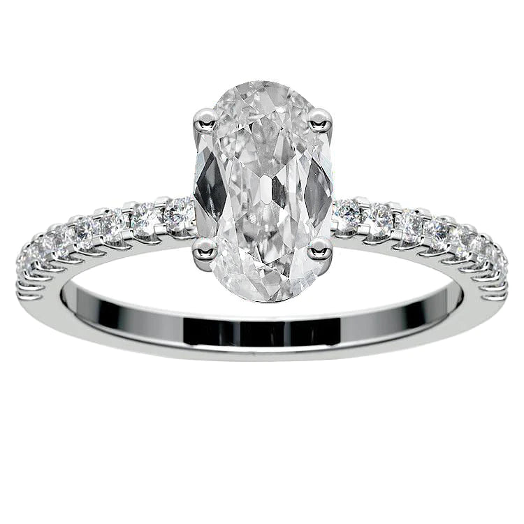 Bague de Fiançailles Ronde Réel Diamant Ovale Vieux Mineur Sertie De 4 Griffes 7 Carats