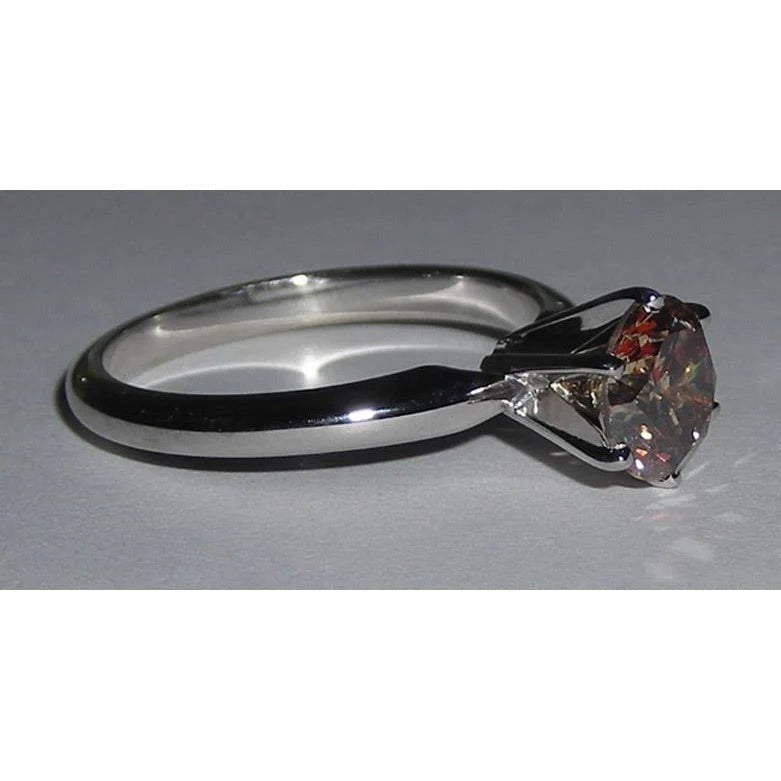 Bague de Fiançailles Rubis Rouge Rond 1 Carat Pierre Précieuse Solitaire