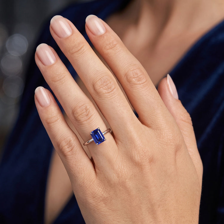 Bague de Fiançailles Saphir Bleu 2 Carats