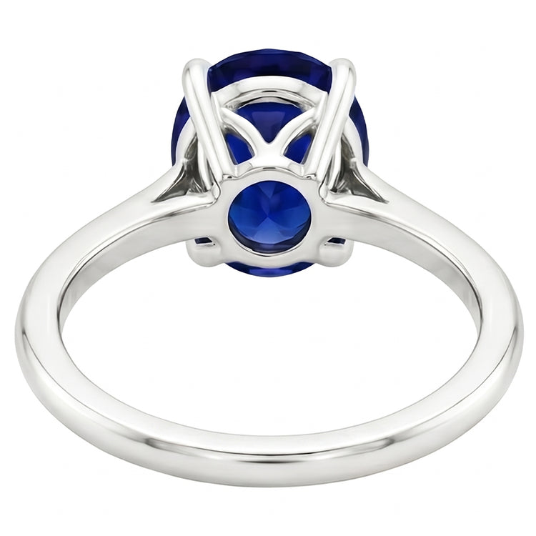 Bague de Fiançailles Saphir Bleu Foncé Ovale