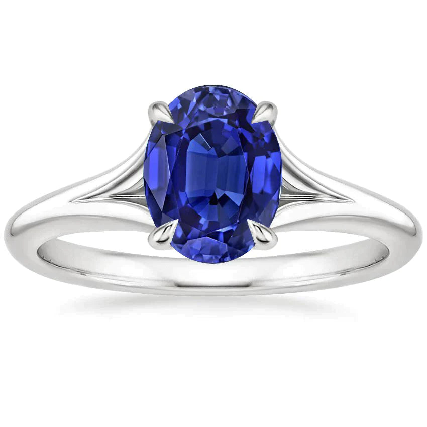 Bague de Fiançailles Saphir Solitaire Taille Ovale