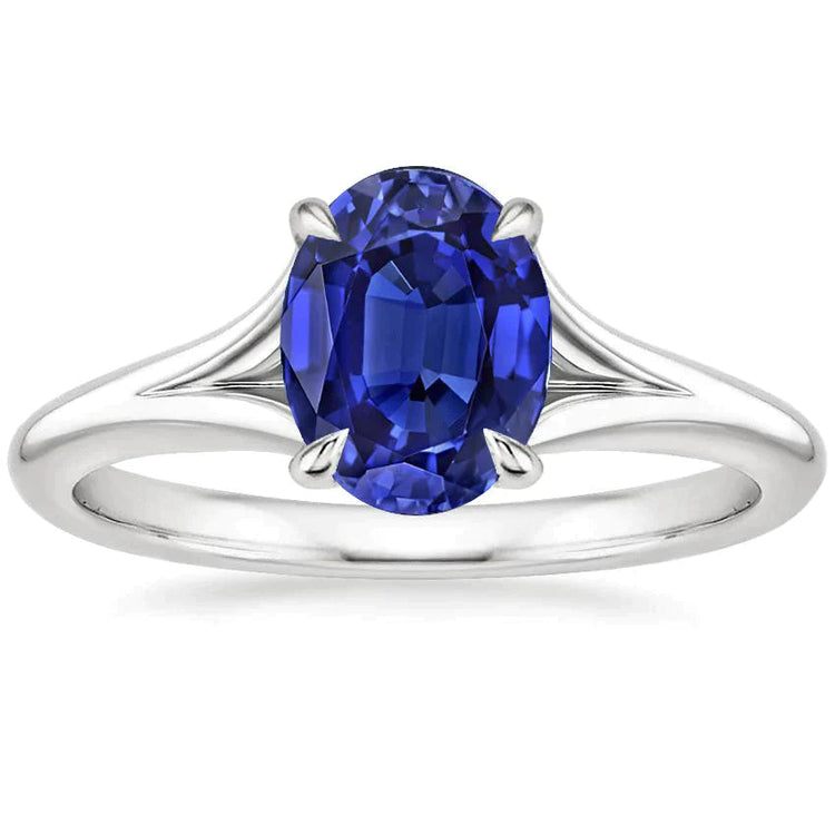 Bague de Fiançailles Saphir Solitaire Taille Ovale