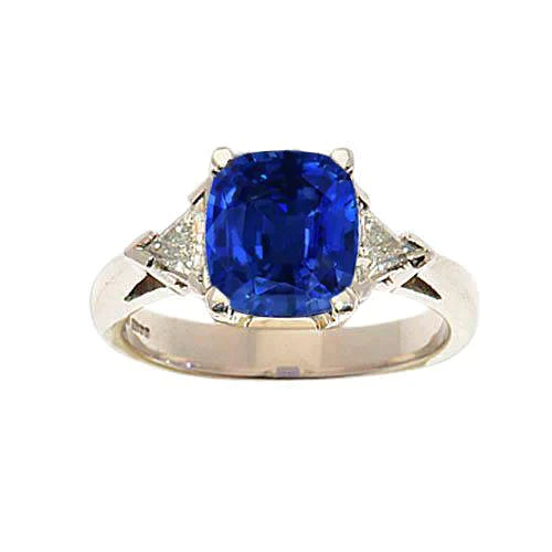 Bague de Fiançailles Saphir Taille Coussin 9 Carats