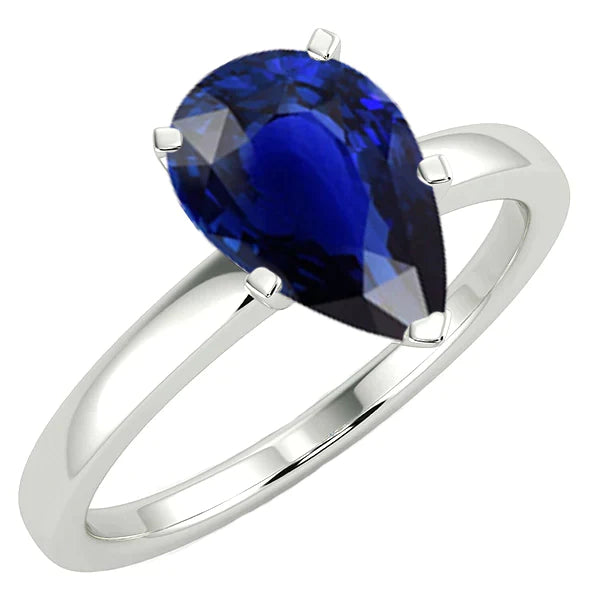 Bague de Fiançailles Saphir Taille Poire 3 Carats