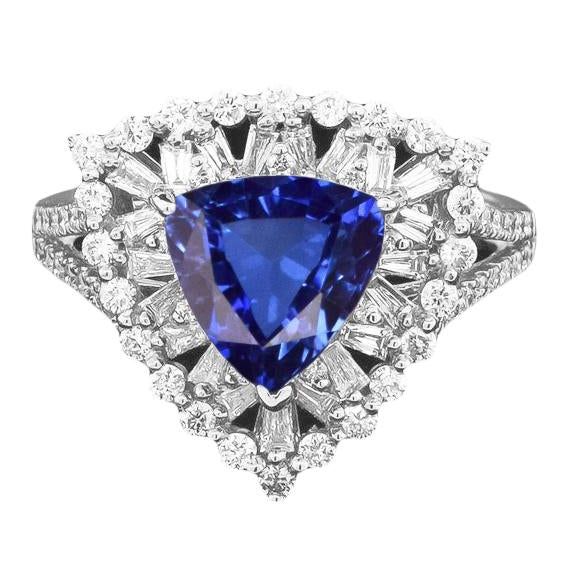 Bague de Fiançailles Saphir Unique Avec Diamants