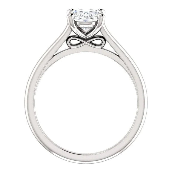 Bague de Fiançailles Solitaire 2.50 Carats Réel Diamant Filigrane Or Blanc 14K