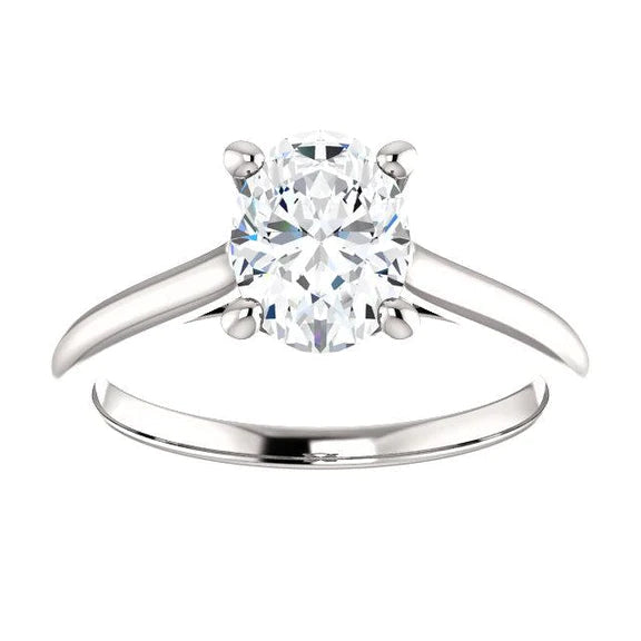 Bague de Fiançailles Solitaire 2.50 Carats Réel Diamant Filigrane Or Blanc 14K