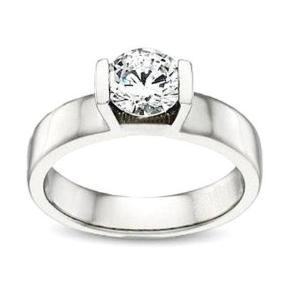 Bague de Fiançailles Solitaire Or Blanc 3 Carats Réel Diamant