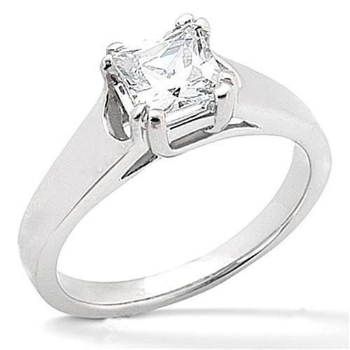 Bague de Fiançailles Solitaire Princesse Réel Diamant Or Blanc 14K 0.75 Carats