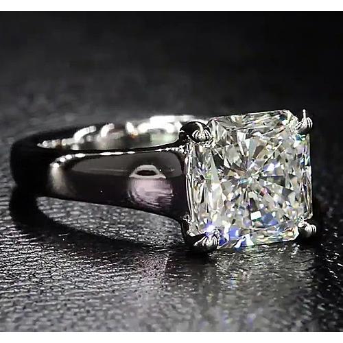 Bague de Fiançailles Solitaire Radiant Réel Diamant 4 Carats 14K