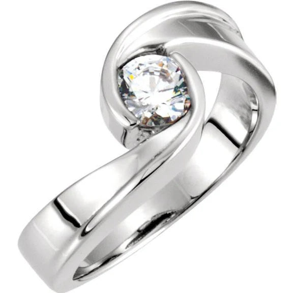 Bague de Fiançailles Solitaire Real Diamant Rond 0.75 Carat