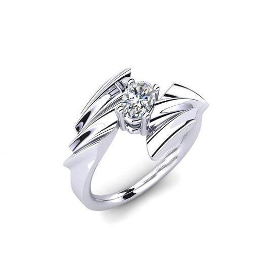 Bague de Fiançailles Solitaire Réel Diamant 0.75 Carats Or Blanc 14K
