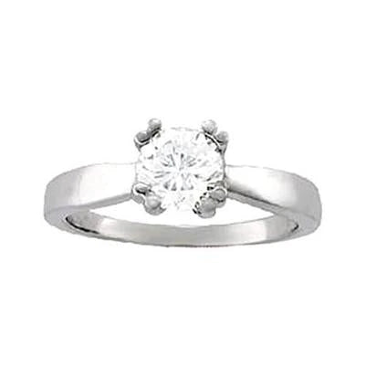 Bague de Fiançailles Solitaire Réel Diamant 1 Carat Or Blanc 14K