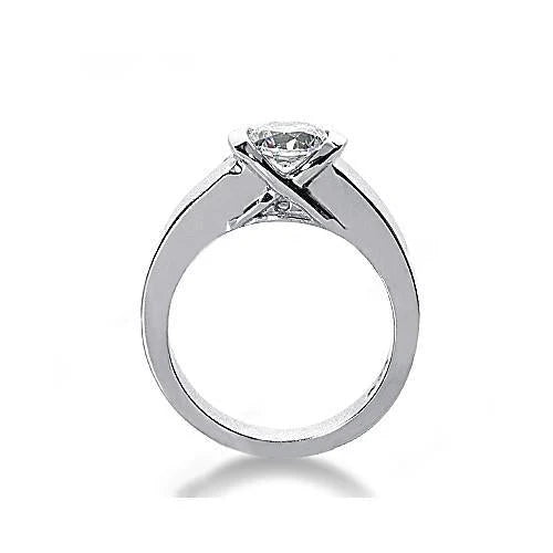 Bague de Fiançailles Solitaire Réel Diamant 1.51 Carats Or Blanc 14K