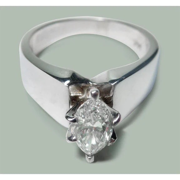 Bague de Fiançailles Solitaire Réel Diamant 2 Carats Or Blanc 14K