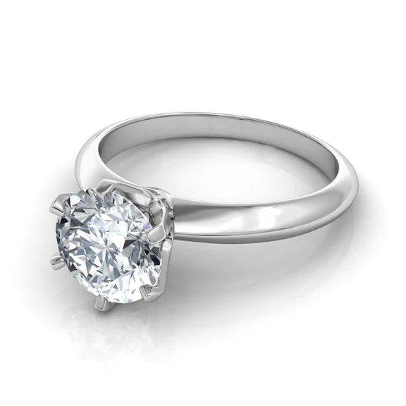 Bague de Fiançailles Solitaire Scintillante 2 Réel Diamants Or Blanc 14K