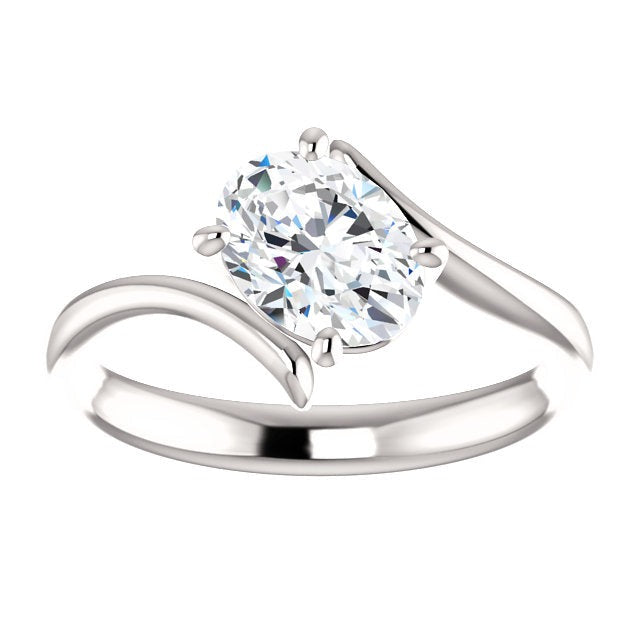 Bague de Fiançailles Solitaire Véritable Diamant Ovale 1.25 Carat