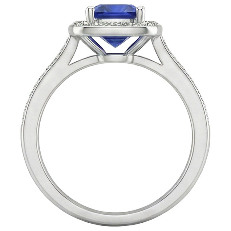 naturel round saphir 1.25carats bague vue de profil