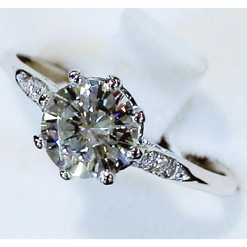 Bague de Fiançailles Trois Pierres Véritable Diamant Rond 3 Carats Or Blanc