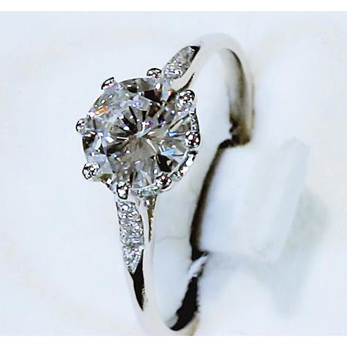 Bague de Fiançailles Trois Pierres Véritable Diamant Rond 3 Carats Or Blanc