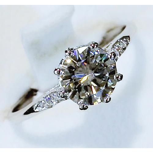 Bague de Fiançailles Trois Pierres Véritable Diamant Rond 3 Carats Or Blanc