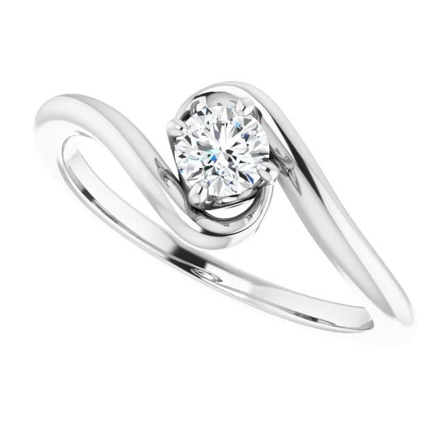 Bague de Fiançailles Véritable Diamant de Forme Libre 1 carat Bijoux Or Blanc 14K