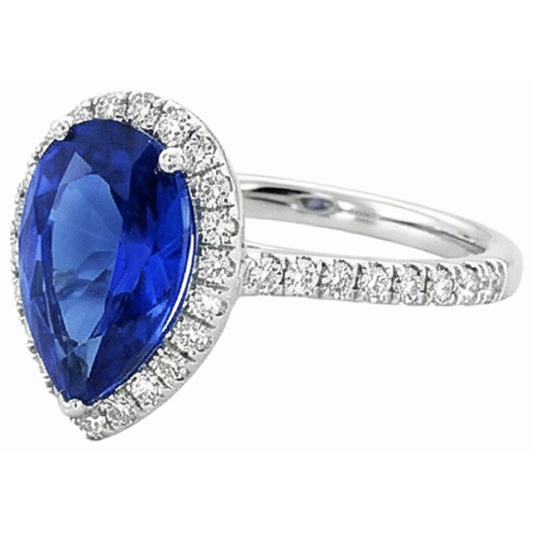 Bague de Fiançailles élégante En Saphir Taille Poire