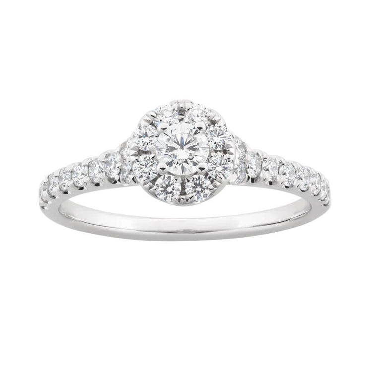 Bague de Mariage Avec Ronds Diamants 2 ct Sertie Halo Or blanc 14K