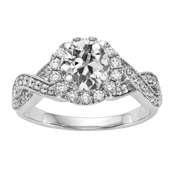 Bague de Mariage Halo Ancienne Mine Cut Réel Diamond Style Infinity 5 Carats