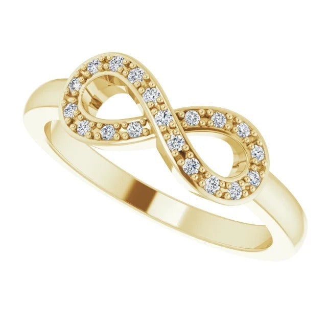 Bague de Promesse Réel Diamant Infini 1 Carat Or Jaune 14K Vs1 F